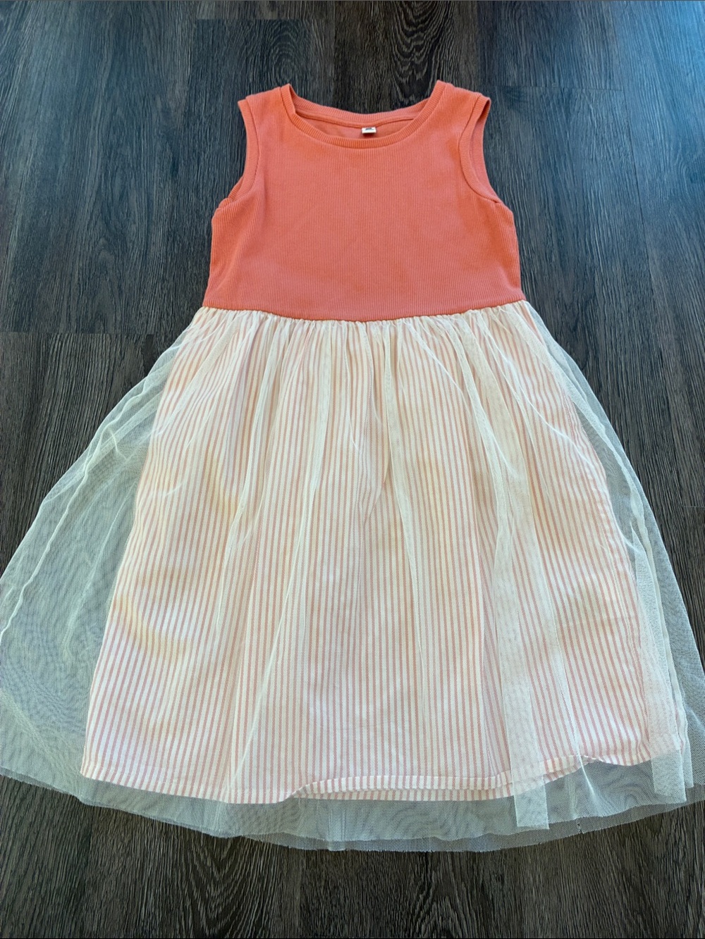 Uniqlo (7-8) Girls Tank Top Dress with Cream Tulle Skirt